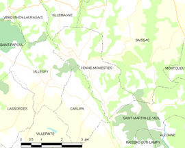 Mapa obce Cenne-Monestiés