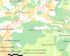 Mapa obce Simiane-Collongue