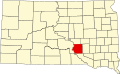 Harta statului South Dakota indicând comitatul Brule