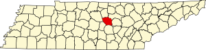 Карта Теннесси с указанием округа ДеКалб