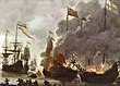 Der Überfall im Medway auf einem niederländischen Gemälde