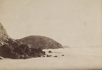 La plage de Morgat en 1885 (photographie d'Armand Peugeot).