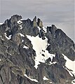 Mt. Johnson summit (upper left), Sweat Spire and Gasp Pinnacle are centered.