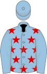 Light blue, red stars on body