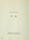 Justification du tirage No 881 Droits réservés, Canada, 1921 Copyright for the United States, 1921