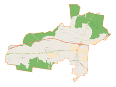 Mapa konturowa gminy Sokolniki, w centrum znajduje się punkt z opisem „Zagórze”