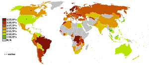 English: Tax rates around the world: VAT rate/...