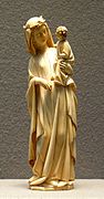 Virgen con el Niño, escultura en marfil. Francia, finales del siglo XIII.