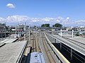 An overview of the station platforms in September 2014 looking north, with the Chichibu Railway platforms on the left