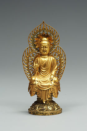 Estátua de ouro de Buda sentado, datada do início do século VIII (período Silla), encontrada em Gyeongju, Coreia do Sul. (definição 2 000 × 3 000)