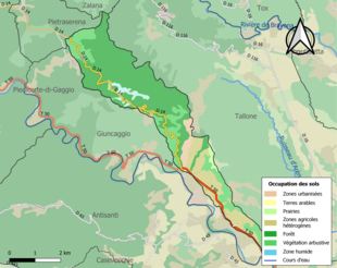 Carte en couleurs présentant l'occupation des sols.