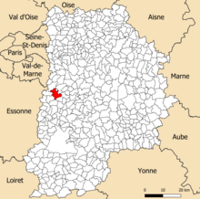 Localisation dans le département de Seine-et-Marne.