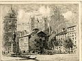 Place d'Youville, Montreal. Undated. Etching by A.M. Pattison. Private Collection.