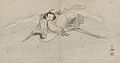 Depiction of the Daoist immortal, He Xiangu, on a flying crane, by Zhang Lu (1464–1538), early 16th century.