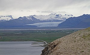 Blick vom Almannaskarð auf den Fláajökull