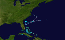 Parcours de la tempête subtropicale Andrea