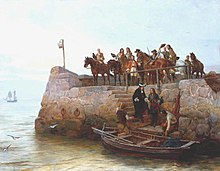 Бегство короля Якова II после битвы на реке Бойн.