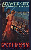 Boardwalk at night, travel poster