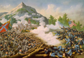 In 1861, the American Civil War started after a separatist movement of southern US states seceded from the United States. Battle of Kenesaw Mountian.png