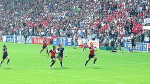 Canada take on Wales during the 2007 World Cup.