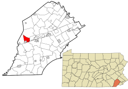 Location in Chester County and the state of Pennsylvania.