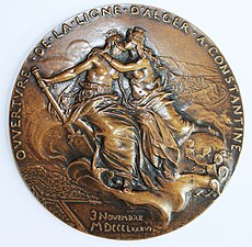 Medal of the Compagnie de l'Est algérien commemorating the opening of the Algiers to Constantine line in 1886.