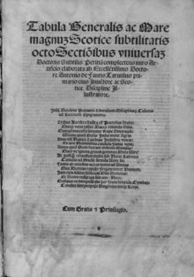 Antonio De Fantis, Tabula generalis ac Mare magnum Scotice subtilitatis De Fantis - Tabula generalis ac Mare magnum Scotice subtilitatis - 4324737.tiff