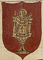 Escudo do reino de Galicia no Nobiliario original de Juan Pérez de Vargas, séc. XVI.