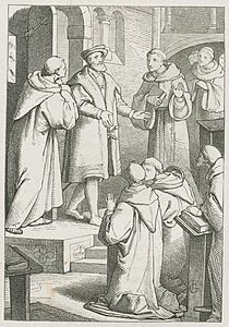 Buchillustration zur Ballade „Der Pilgrim von St. Just“ von August von Platen-Hallermünde, etwa 1866