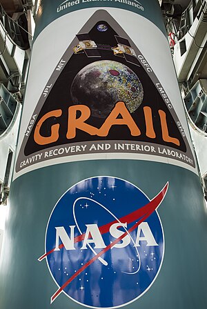 GRAIL mission logo on the first stage of the D...