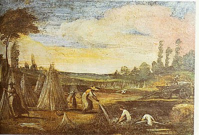 Récolte du chanvre dans le duché de Ferrare, peinture du Guerchin (1591-1666).