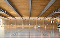 Turnhalle aus Holz, Villeneuve-la-Garenne, Spezifische Verkleidung, Fassaden aus vorgemaserten Holzlatten, 2011 - Tessier Poncelet Architectes