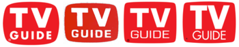 Past logos used by the publication (l-r): 1953-1962, 1962-1968, 1968-1988 and 1988-2003 Historic TV Guide logos.png