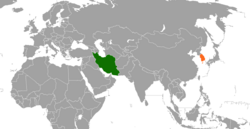 Карта с указанием местоположения Ирана и Южной Кореи