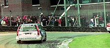 Lammers turning the Volvo 850 Estate into Clark Curve at Brands Hatch.