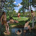 バジール『夏の情景（フランス語版）』1869年。油彩、キャンバス、160 × 160.7 cm。フォッグ美術館（マサチューセッツ州ケンブリッジ、ハーバード大学）[268]。