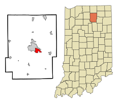 Location of Winona Lake in the state of Indiana