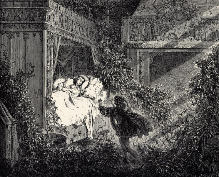 File:La Belle au Bois Dormant - Sixth of six engravings by Gustave Doré.jpg
