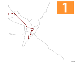 Hartă cu Linia 1 de tramvai din Szczecin