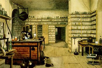 Michael Faraday in his lab, by Harriet Moore E...