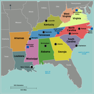 南部 (アメリカ合衆国)の地図