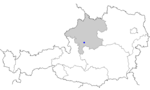 Map of Austria, position of Traunkirchen highlighted