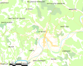 Mapa obce Le Bugue