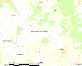 Mapa obce Moulins-sur-Ouanne