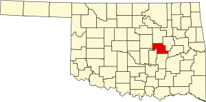 Map of Oklahoma highlighting Okfuskee County