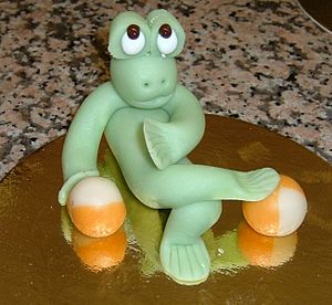 Frog made of marzipan.
