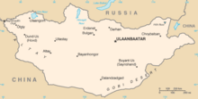 מפת מונגוליה עם הגבול בדרום