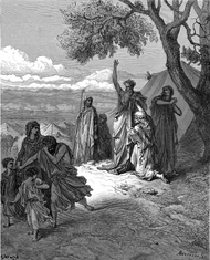 Noah cursing Canaan (illustration by Gustave Dore from the 1865 La Sainte Bible) Noah Cursing Canaan.png