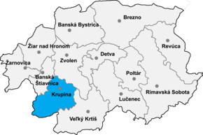Poziția localității Districtul Krupina