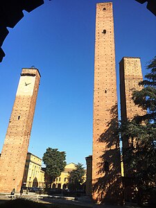 The towers of Piazza Leonardo da Vinci, Pavia, 12th century.